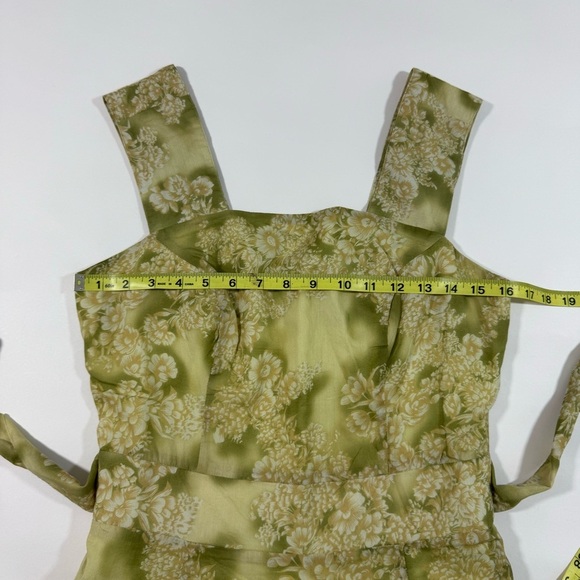 J Peterman Green Floral A Line Dress Tie Waist - Picture 5 of 8
